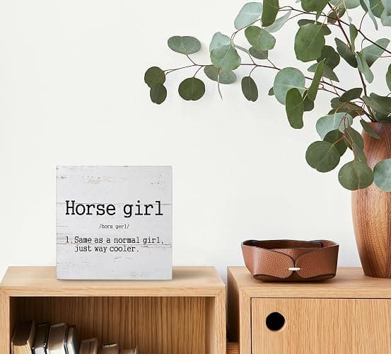 Mtrgdn Horse Decor for Girls Room,Horse Gifts for Women,Western Cowgirl Horse Girl Definition Wooden Box Sign Decor for Teen Girls Bedroom Bathroom Home Table Office Desk Shelf Wall Decorations,5x5 Inch thumbnail 5