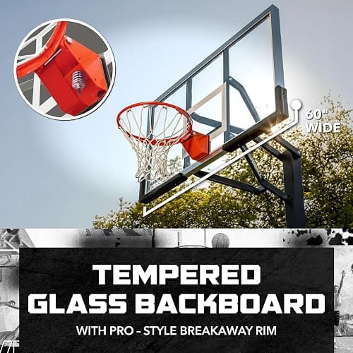 Silverback In-Ground Basketball Hoops, Adjustable Height Tempered Glass Backboard and Pro-Style Flex Rim. - Multiple Styles Available thumbnail 4