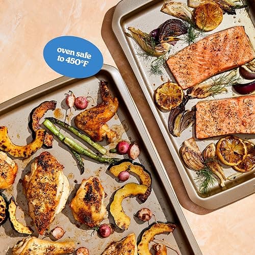 Cravings Bake-Anything 3-Piece Sheet Pan Set, Nonstick Steel Baking Sheets for Pizza, Cake, and Cookie Baking, Oversized, Medium, and Small Pans – Kitchen Essentials by Chrissy Teigen thumbnail 4