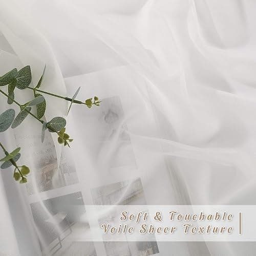NICETOWN Sheer Curtains for Bedroom Windows 84 inch Length, Grommet Casual Voile Sheer with Light Filter Window Treatments for Nursery/Living Room, Beige, Set of 2, 54" Wide thumbnail 5