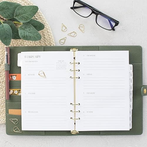 Beautiful 2026 Daily Planner Inserts for 6 Ring Binders – Durable A5 Paper Refill Set 5.5" x 8.3" - Refills Incl. Tabs & Monthly Calendar Spreads - From January 2026 - December 2026 thumbnail 2