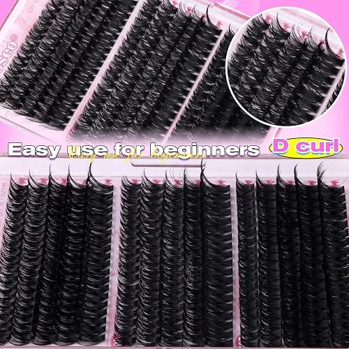 wiwoseo Individual Eyelashes Cluster Lashes Kit Lashes Individual Cluster Kit 60+80+100D Lash Clusters Eyelash Extensions Eyelashes Individuals Kit with Bond and Seal Lash Glue (10-18MM) thumbnail 7