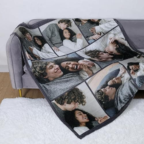 ICELIETE Custom Blanket with Picture Text Customized Fleece Photo Blanket for Couples Gifts Personalized Blankets and Throws Christmas Birthday Gifts for Boyfriend Girlfriend thumbnail 2