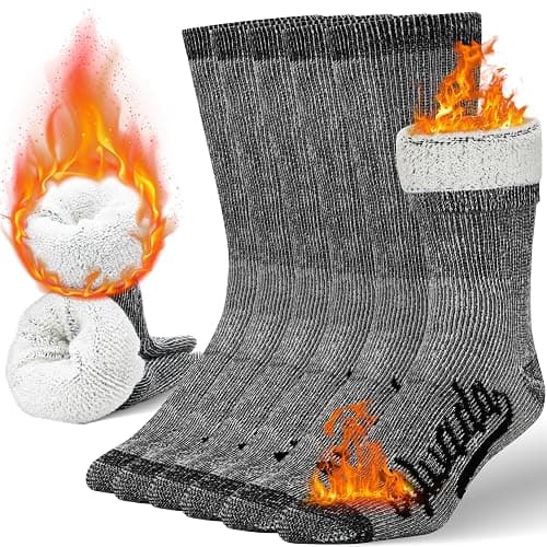 Alvada Merino Wool Hiking Socks Thermal Warm Crew Winter Boot Sock For Men & Women 3 Pairs - Image 1