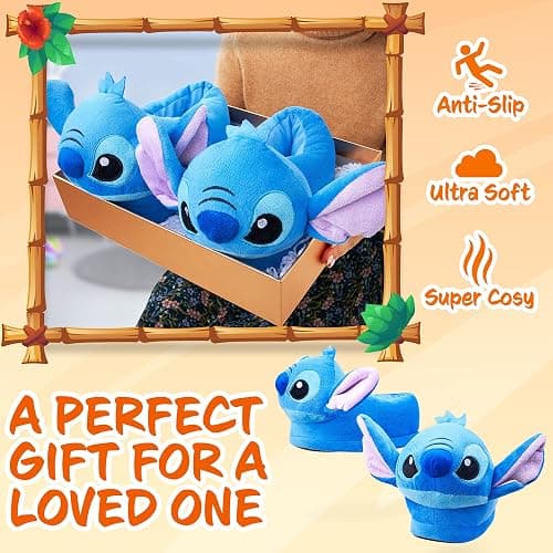 Disney Stitch 3D Plush Slippers for Women Teens Eeyore Baby Yoda Soft Cozy Fleece Non Slip House Shoes Gifts for Women thumbnail 4