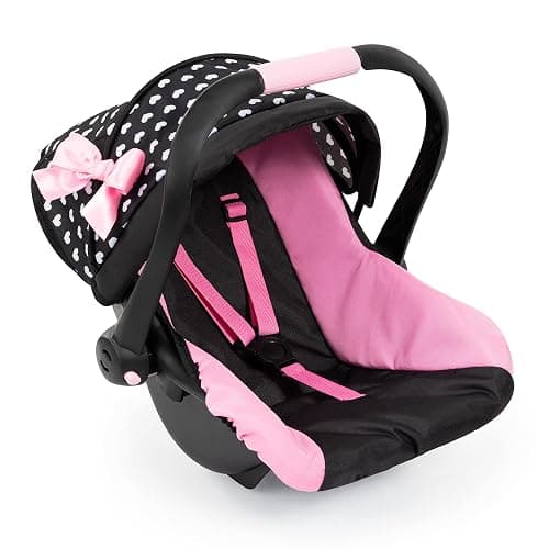 Bayer Design Dolls: Deluxe Car Seat: Hearts Black & Pink - Pretend Play Accessory for Dolls/Plushes Up to 18", Ages 3+, Large - Image 1