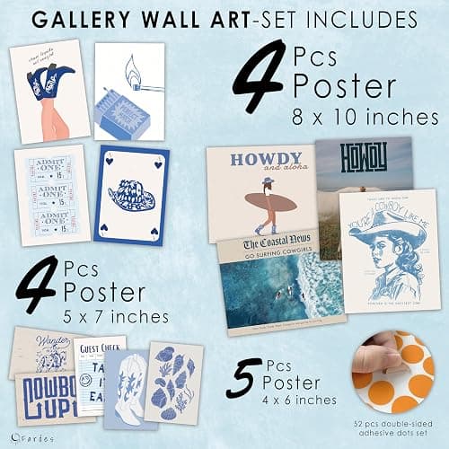 Fardes Coastal Granddaughter Room Decor, Cowgirl Aesthetic Pictures, Teen Girls Bedroom Surfboard Wall Art Prints, Beachy Wall Decor thumbnail 2