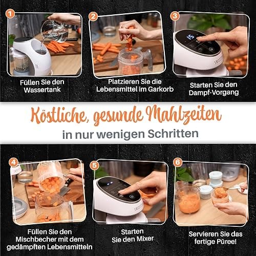 Sweety Fox - Multifunktions Babynahrungszubereiter 7-in-1 - Dampfgarer, Mixer, Pulse, Automatische Reinigungsfunktion, Sterilisiert, Gläschenwärmer, Auftaufunktion thumbnail 4