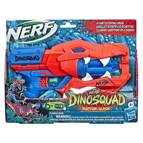 Nerf DinoSquad Raptor-Slash Dart Blaster, 6-Dart Rotating Drum, Slam Fire Action, 6 Official Elite Darts, Velociraptor Dinosaur Design thumbnail 3