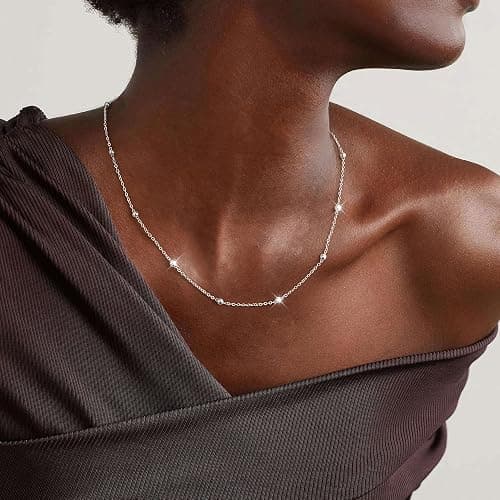 IEFWELL Solid 925 Sterling Silver Chain Necklace for Women, 1.6mm Satellite Bead Chain Necklace Shiny Sturdy Hypoallergenic Chain Necklaces, 16/18/20/22/24 Inches Dainty Silver Jewelry for Women Men thumbnail 3