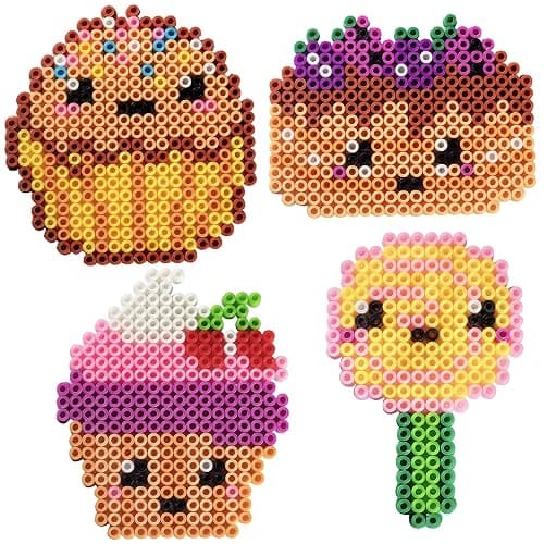 Fuse Beads Super Value Kit- 4000 Beads- Sweet Treats- Includes 17 Colors, 2 Peg Boards, Tweezers, Ironing Paper & Design templates- DIY Art Craft Project for Kids Vacation, Camp, Birthday Party Gifts thumbnail 7