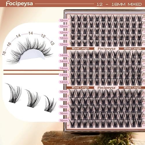 Focipeysa Wispy Lash Clusters Fairy Lashes 12-16mm Eyelashes Clusters Natural Look Lashes Extensions Salon Effect Individual Eyelash Extensions DIY Lash Extension at Home thumbnail 3