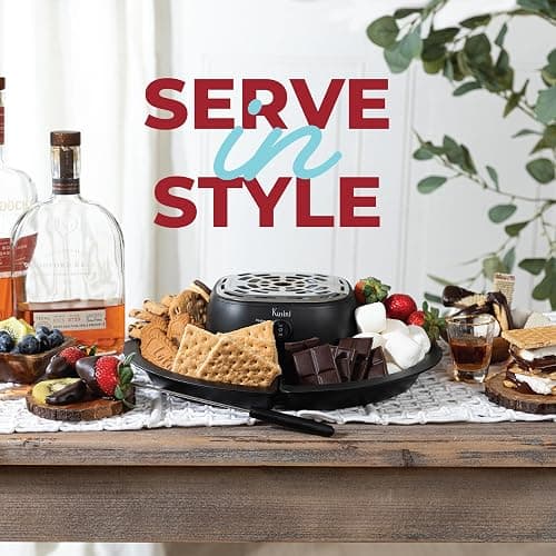 Kusini 2 in 1 Electric Fondue Set & Smores Maker Tabletop Indoor Kit with Removable Trays & 4 Skewers – Smores Station Chocolate Melting Pot - Unique Couple Gift Set Idea, Date & Movie Night Supplies thumbnail 7