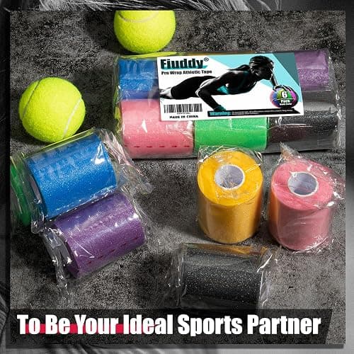 Upgraded 6 Pack Pre Wrap Athletic, Multi Color Prewrap Athletic Tape for Hair Soccer, Soccer Sports Pre Wrap Tape, Pre-Wrap Foam Underwrap Tape - Pink, Black, Blue, Purple, Green, Yellow thumbnail 2