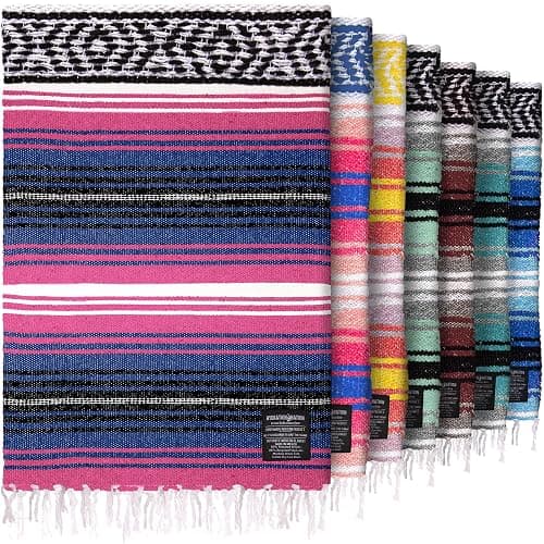 Hydration Nation Authentic Extra Large Mexican Blanket (70"x50") - Handwoven Yoga, Serape- Artisanal Falsa, Beach, Camping, Picnic, Outdoor - Twilight - Image 1