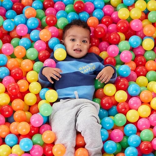 Amazon Basics BPA Free Crush-Proof Plastic Ball, Pit Balls with Storage Bag, for Toddlers Kids 12+ Months Play, Pack of 1000 Balls, 6 Bright Colors thumbnail 7