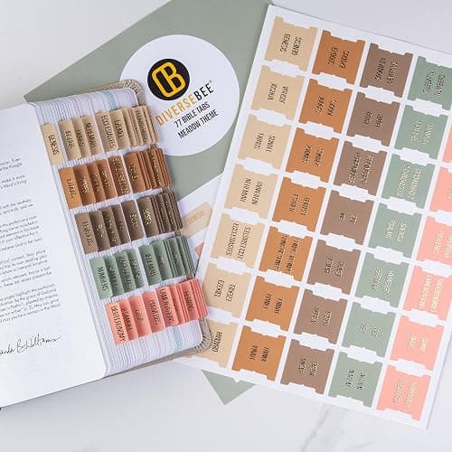 DiverseBee Laminated Bible Tabs (Gold Embossed Lettering), Bible Journaling Supplies, Bible Book Tabs, Christian Gift, 73 Bible Tabs for Women and Men, Includes 4 Blank Tabs (Meadow) thumbnail 5