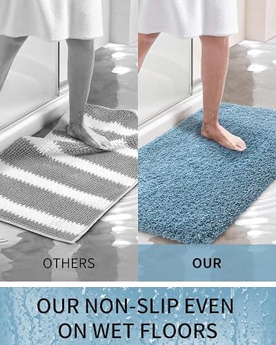 Ruggnovea Bathroom Rugs Non Slip Washable, Ultra Soft Thick Shaggy Absorbent Bath Mats, High Density Foam Latex Non Slip Backing Bath Rugs, Microfiber Bath Mats for Bathroom Floor&Sink,24x17,Blue thumbnail 8