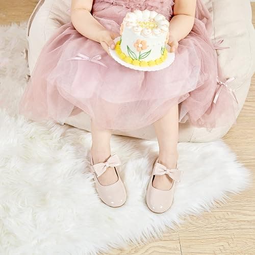Felix & Flora Toddler Flower Girl Dress Shoes - Girl Ballet Flats Party School Shoes Wedding - 8 Toddler - B317-nude thumbnail 2