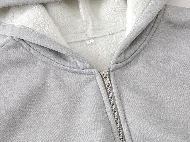YISHATIER Y2K Fur Collar Hoodies for Women Zip Up Oversized Jacket Streetwear Crop Top Grunge Hoodies thumbnail 6