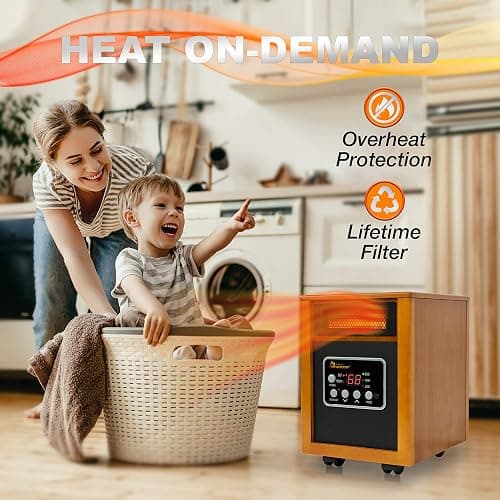Dr Infrared Heater Portable Space Heater, Original, 1500-Watt, Cherry (Pack of 1) thumbnail 3