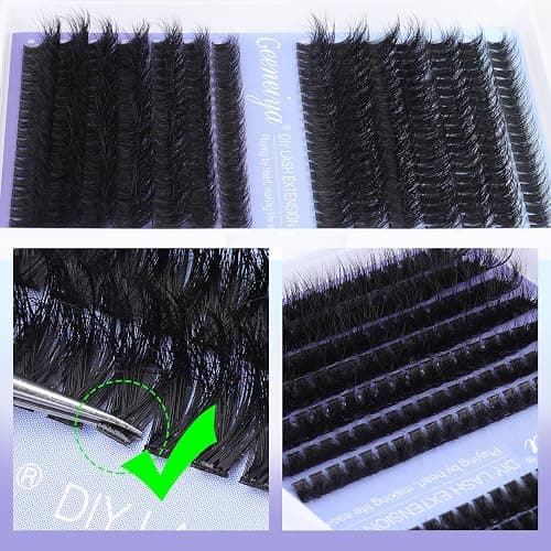 Geeneiya Lash Extension Kit Thick Cluster Lashes DIY Eyelash Extension Kit Individual Lashes Kit with Lash Bond and Seal Glue, Lash Applicator, DIY at Home for Beginners(Thick 60D+80D, 280Pcs) thumbnail 7