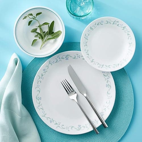 Corelle Vitrelle 18-Piece Service for 6 Dinnerware Set Triple Layer Glass and Chip Resistant, Lightweight Round Plates and Bowls Set, Country Cottage thumbnail 2