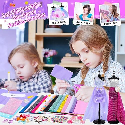 GOLMUD 1000+ Fashion Designer Kit for Girls, Sewing Kit with 4 Mannequins, DIY Art & Craft Activity for Kids, Girl Toys for Age 3 4 5 6 7 8 9 10 11 12+ Year Old Gifts thumbnail 7