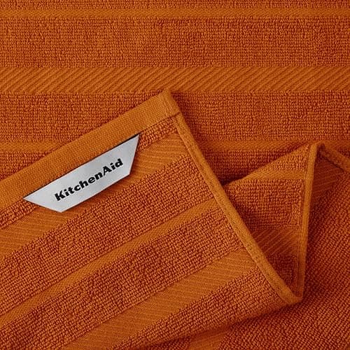 KitchenAid Albany Kitchen Towel 4-Pack Set, Honey Orange/White, 16"x26" thumbnail 3