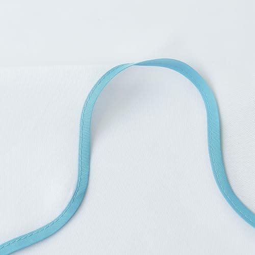 youngseahome White Fabric with Aqua Scalloped Border Shower Curtain,Boho Chic Cloth Shower Curtain for Bathroom Showers,36 x 72 Inches - Aqua Edge - 36"W×72"H thumbnail 8