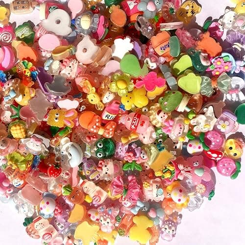 JINDUODUO 120 Pcs Random Slime Charms Bulk DIY Craft Making Making Kit, Resin Flat Back Slime Making Supplies for DIY Scrapbooking Crafts thumbnail 2