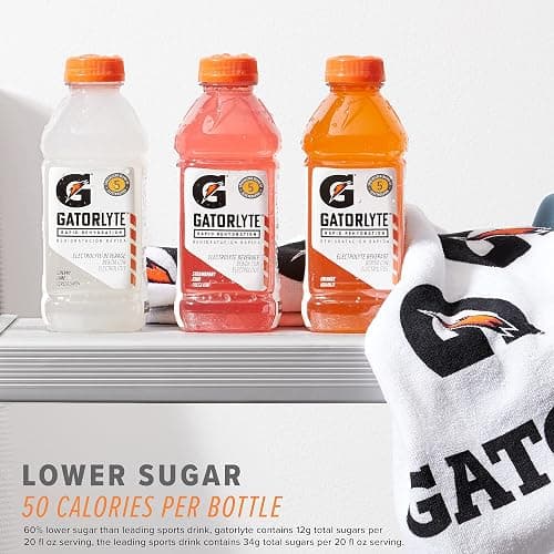 Gatorlyte Rapid Rehydration Electrolyte Drink, 3 Flavor Variety Pack, Specialized Blend of 5 Electrolytes, Lower Sugar, No Artificial Sweeteners, No Artificial Flavors, 20 fl oz Bottles (12 Pack) thumbnail 5