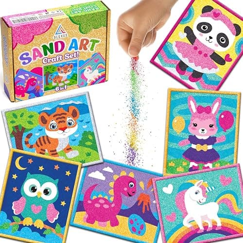 ALEXES Sand Art Kits for Kids – Sand Coloring Kit - Peel and Stick Sand Art Pictures - Gift Sandart for Kids Crafts - Colored Sand Painting - Image 1