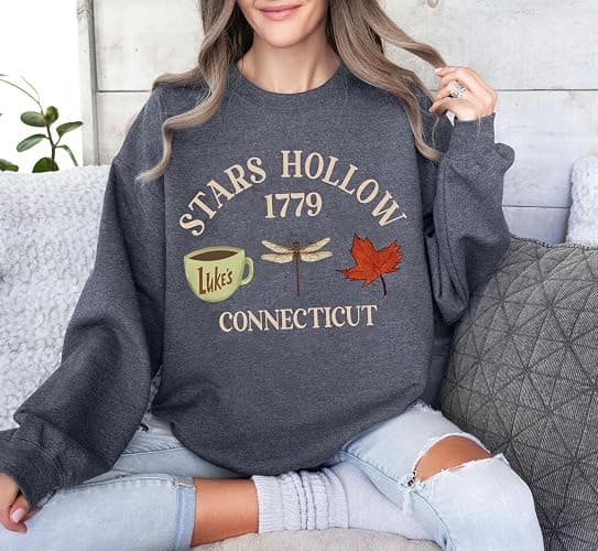 Stars Hollow Connecticut Crewneck Sweatshirt - Fall Vibe Sweater for Fans thumbnail 6