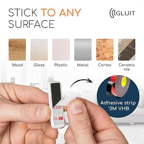 Cord Organizer for Desk, Nightstand Cable Holder, 5 Pack, Multislot, White | GLUIT Adhesive Charger Organizer, Cable Management for Desk Car Office Home College Dorm Room Cable Clips for Cords thumbnail 3