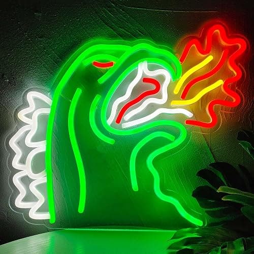 JOSEBRU Neon Light King of The Monster Dimmable LED Neon Sign for Wall Decor Gaming Room Lights Boys Room Decor Fire-breathing Monster Neon Signs Dinosaur Neon Light - Image 1