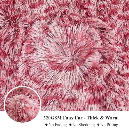 XeGe Luxury Faux Fur Leopard Print Throw Blanket, Soft Cheetah Print Fluffy Bed Blanket, Shaggy Plush Decorative Couch Blanket, Cute Furry Animal Print Fuzzy Blanket for Sofa Bed Couch, Pink, 60x90 thumbnail 5