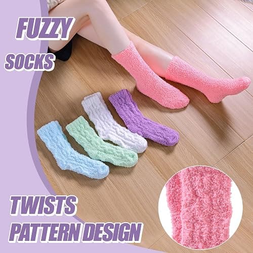NOCIN COLOR Womens Fuzzy Socks Cozy Fluffy Slipper Soft Winter Warm Home Sleeping Christmas Socks thumbnail 2