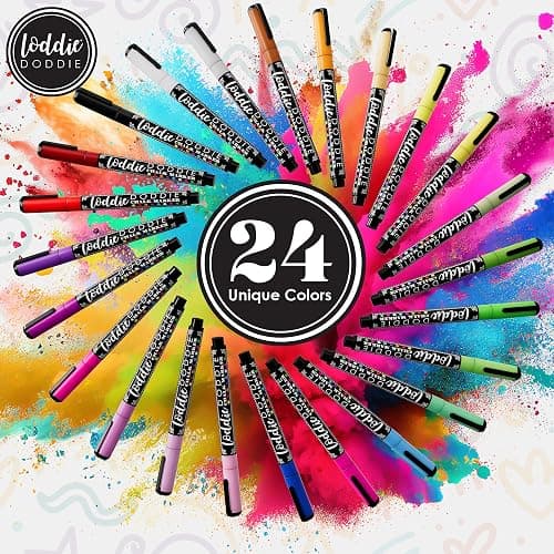 Loddie Doddie Liquid Chalk Markers - 24 Pack, 1mm Tip, Multicolor - Chalk Paint Finish - Vibrant Chalkboard Markers - Easy-Clean Wet Erase thumbnail 6