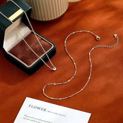 Coshilta Layered Gold Necklaces for Women, 14K Plated Gold Sterling Silver Plated Dainty Pendant Necklace Set with Cubic Zirconia,Stackable Chain Choker,Trendy Personalized Jewelry Gift Non Tarnish thumbnail 4