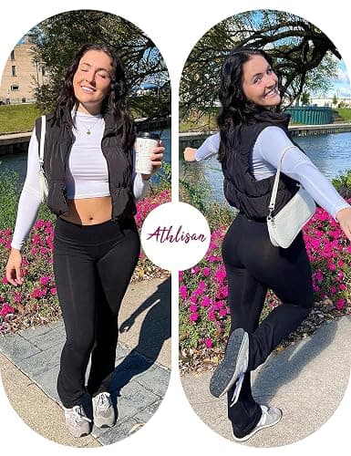 Athlisan Womens Cropped Puffer Vest Zip Up Stand Collar Lightweight Sleeveless Padded Gilet with Pockets thumbnail 5