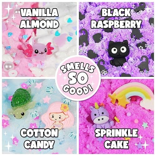 Peachybbies Slime 4-Pack Fantasy Bundle, Unicorn Candy Floss, Mermaid's Ball, Angel Axolotl, Magical Kitty Fur, Includes Slime Activator, Easter Basket Stuffers, Sensory Toys for Kids, Made in USA thumbnail 7