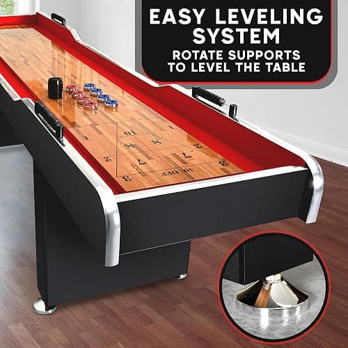 Shuffleboard Table, 9ft Poly Coated Surface, with Accessories, Abacus Style Scoring, Fast Puck Action Play, Indoor and Outdoor Portable Arcade Shuffle Board Game Table for Kids and Adults thumbnail 5