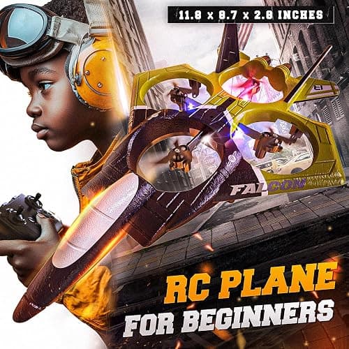 BEZGAR RC Airplane, 2.4GHZ 6-axis Gyro Remote Control Airplane, Gesture Remote Control Plane, 360° Flip Fighter Jet Toy, Toys for Ages 8-13 with Colorful LED Navigation Lights Green thumbnail 7
