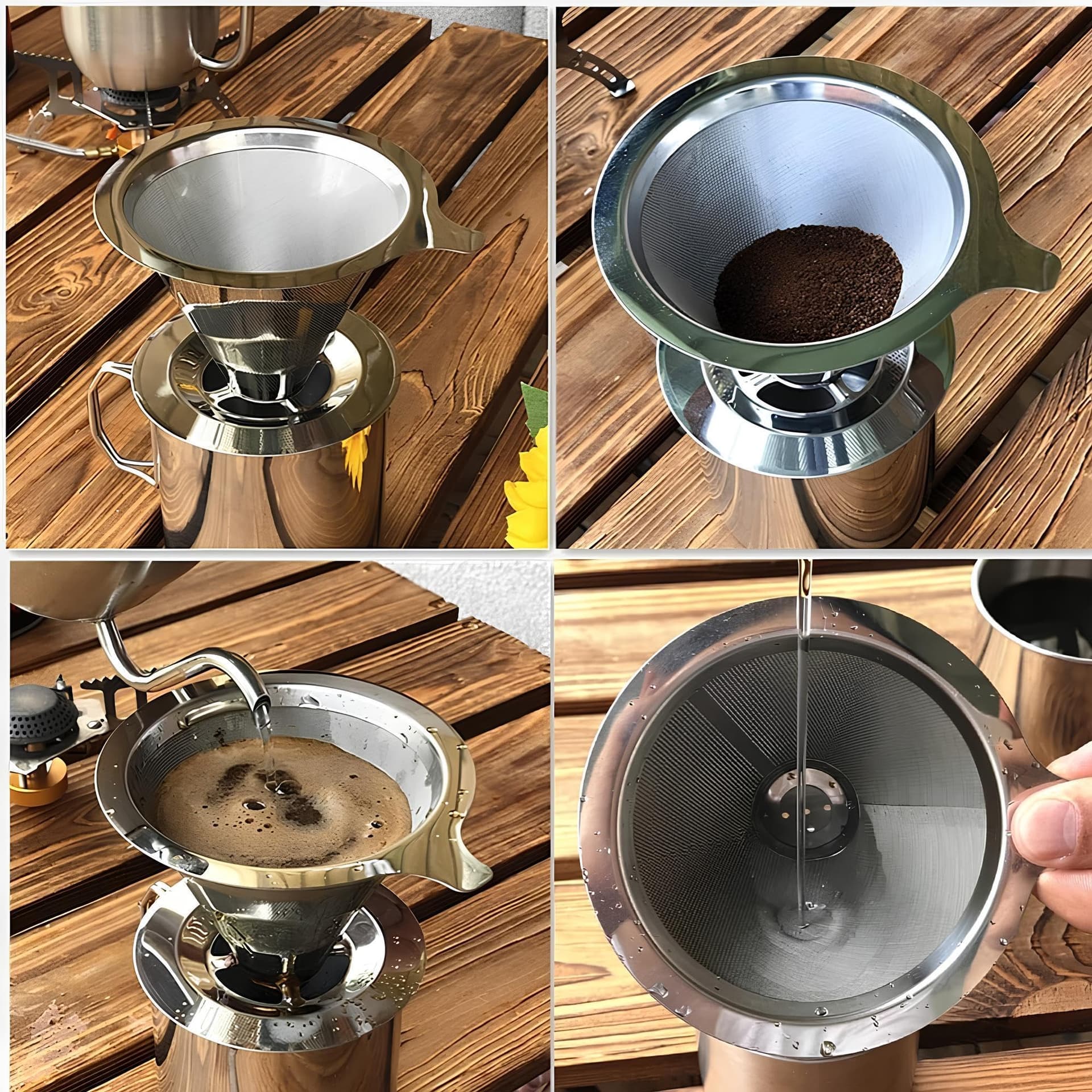 Coador de Café 103 Filtro Inox Reutilizável Premium – Peneira de Aço Durável e Sustentável, Sem Uso de Papel, Econômico e Ecológico, Fácil de Usar e Limpar, Preserva o Sabor Natural do Café thumbnail 6