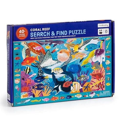 Mudpuppy Coral Reef — 64 Piece Search & Find Puzzle Featuring Diverse Marine Animals and Over 40 Hidden Images to Find for Ages 4+ - Image 1