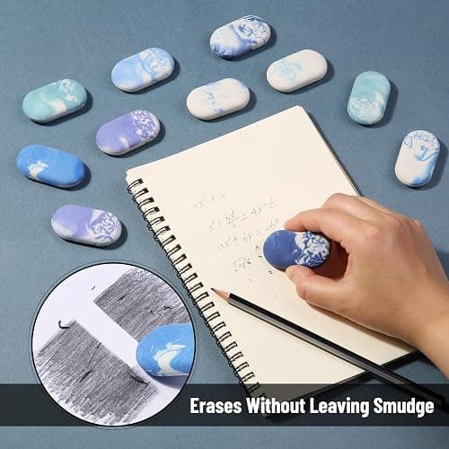 Mr. Pen- Marble Pencil Erasers, 12 Pack, Ocean Breeze Colors, No Smudge Mr Pen Erasers for Pencils thumbnail 6