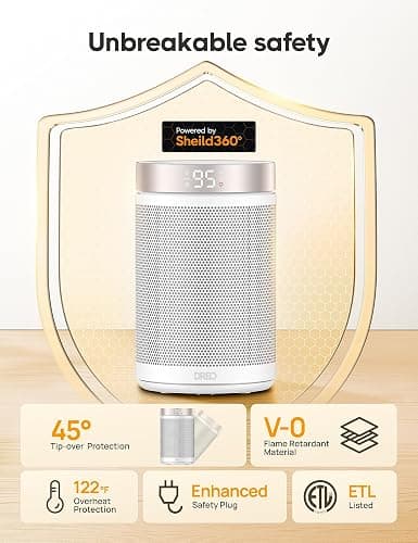 Dreo Space Heater, Portable Electric Heaters for Indoor Use with Thermostat and Remote, 2024 Upgraded, Digital Display, 12H Timer, 5 Mode, 1500W PTC Ceramic Fast Safety Heat for Office Bedroom Home thumbnail 6
