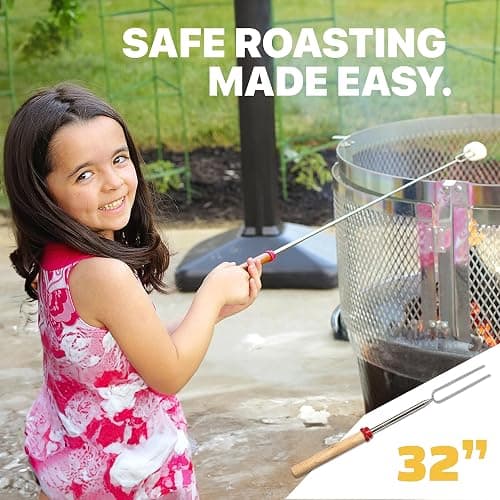Grill Guru Smores Sticks for Fire Pit - Accessories for Campfire Marshmallow Roasting Sticks Smores Kit Outdoor-Smore Skewers Hot Dog Fork For Outside, Camping Essentials Bonfire Gear Long 32" 10 Pack thumbnail 3