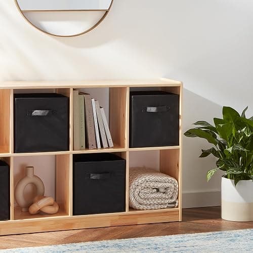 Amazon Basics Collapsible Fabric Storage Cubes Organizer with Handles, Sturdy, Black, 10.5-x-10.5-x-11-inch, Pack of 6 - Black - 10.5"x10.5"x11" thumbnail 2